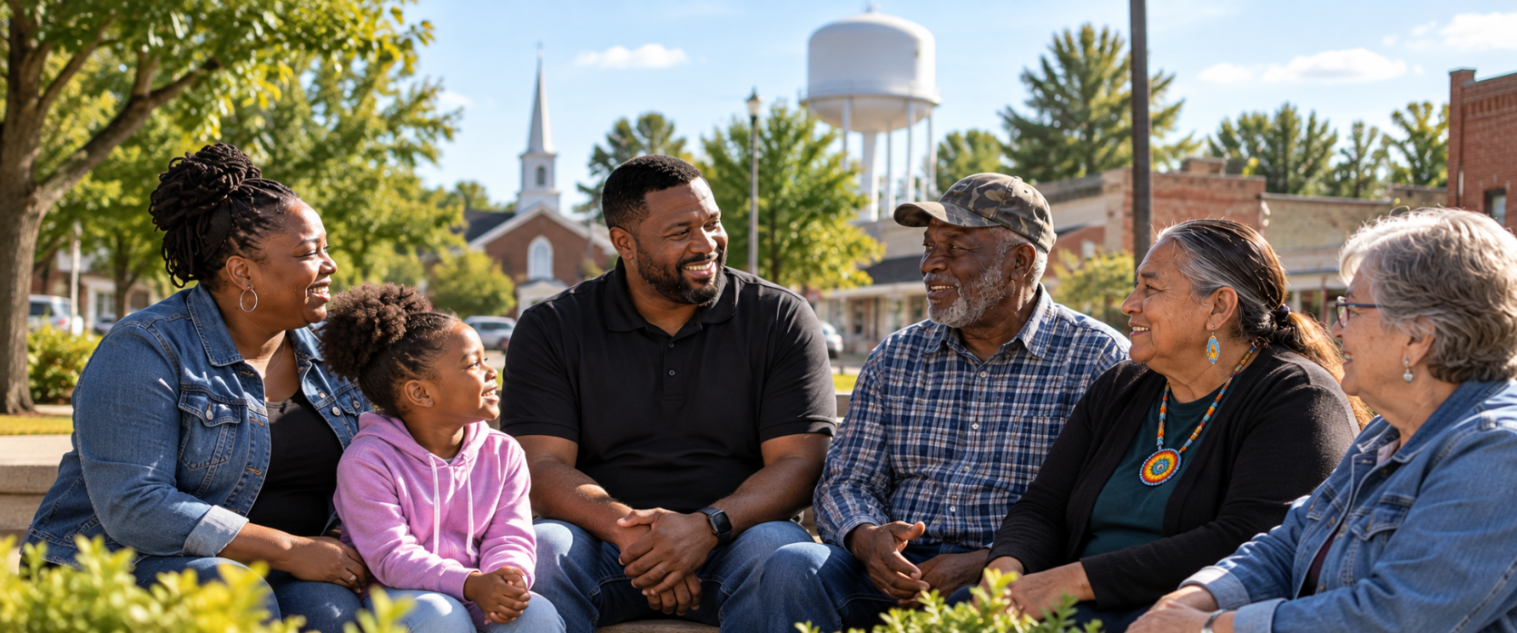 Neighbors gathered together in community